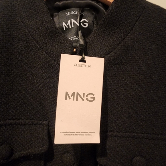 Mango Black Women's Pocket Tweed Jacket XL NWT - Picture 5 of 6